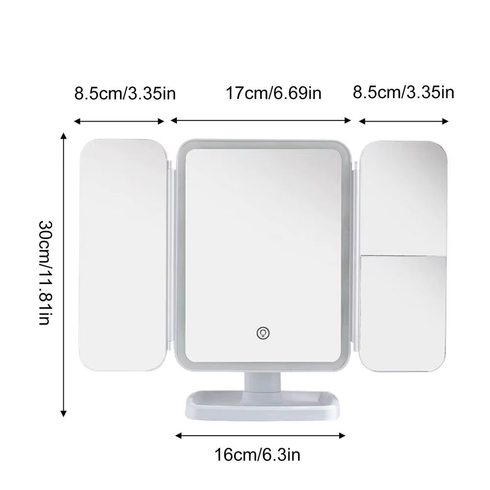 Smart Mirrors Makeup Table Mirrors Makeup Mirrors LED Lights Vanity Mirrors with Magnification Trifold Cosmetic Mirrors 180