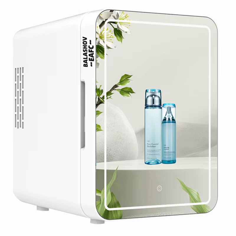 4L Mini Makeup Fridge with LED Light Mirror Portable Cosmetic Storage Refrigerator Keep Fresh Cooler for Home Car Dual Use