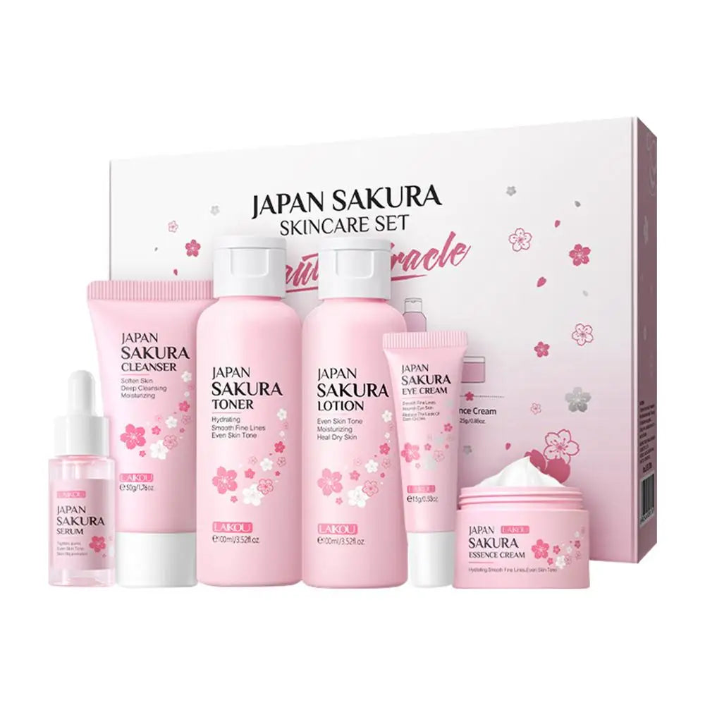 Japan Sakura Skin Care Set Facial Cleanser Face Cream Toner Eye Cream Essence Sakura Skincare Kit Skin Care Products Full Set