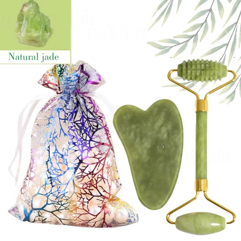 Rose Quartz Powder Crystal Jade Roller Massage Spa Natural Pink Face Massagers Gua Sha Natural Stone Gua Sha Tools Face Gua Sha