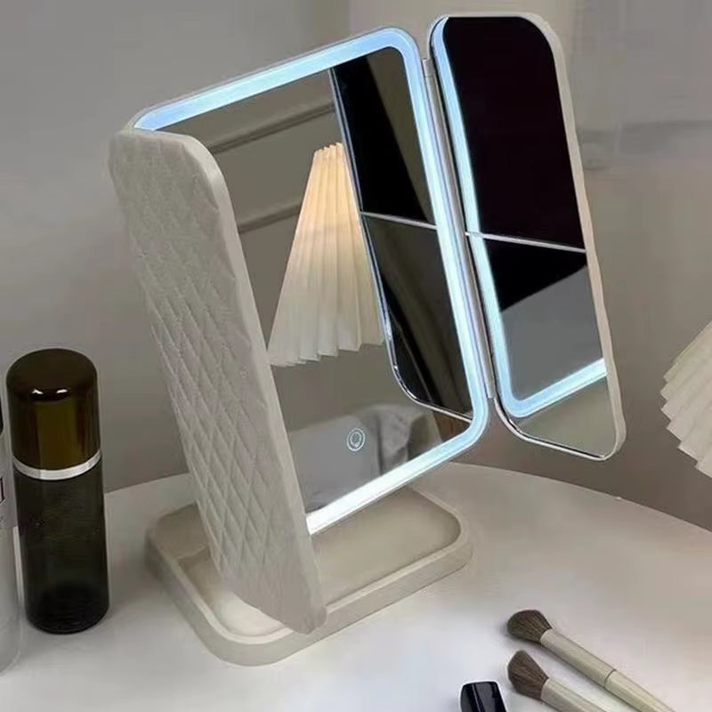 Smart Mirrors Makeup Table Mirrors Makeup Mirrors LED Lights Vanity Mirrors with Magnification Trifold Cosmetic Mirrors 180