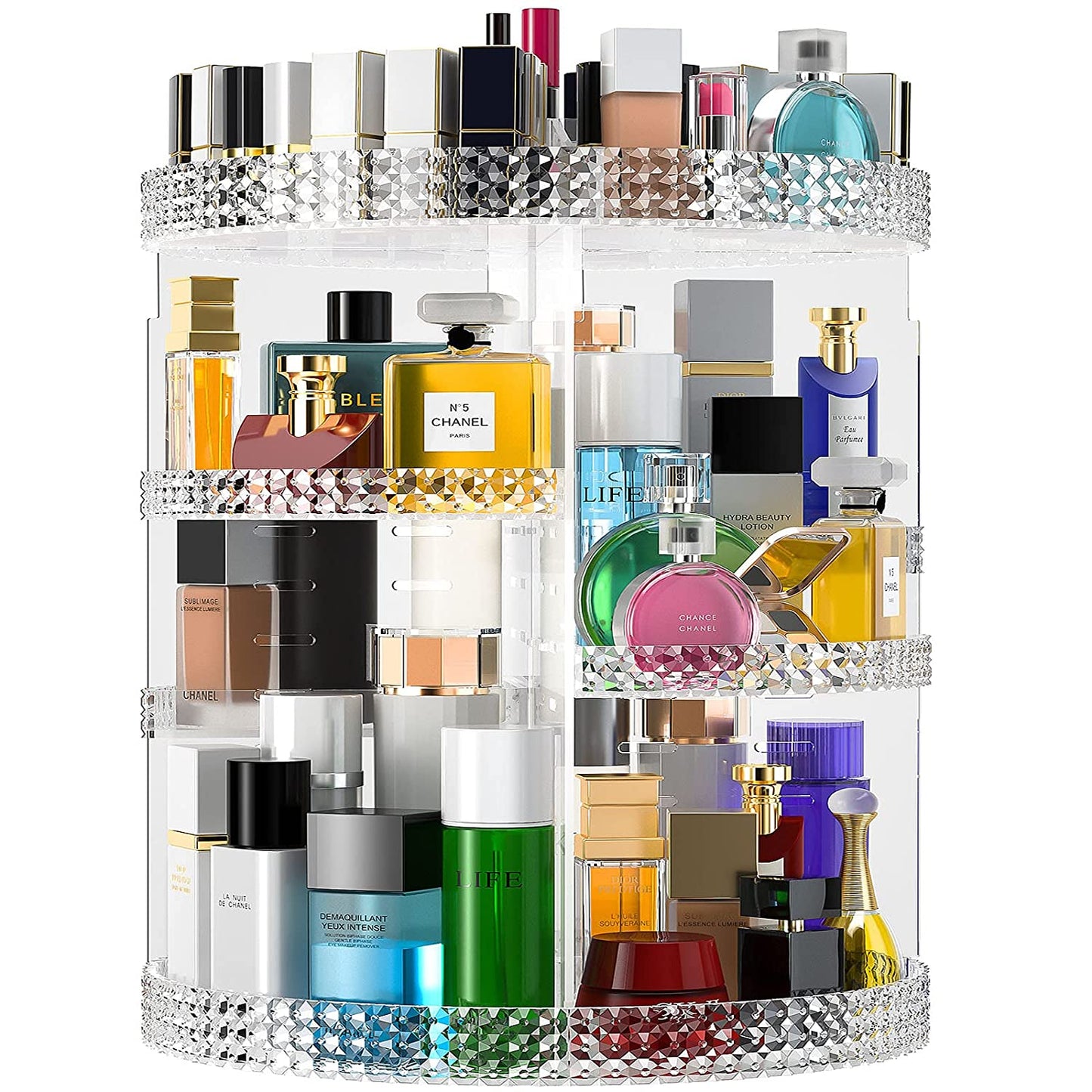 360 Rotating Makeup Organizer Countertop, Clear Acrylic Large Perfume Organizer, Organizador De Perfumes, 7 Layers Make up Organizer and Storage Fits for Vanity and Bathroom - X-Large Clear