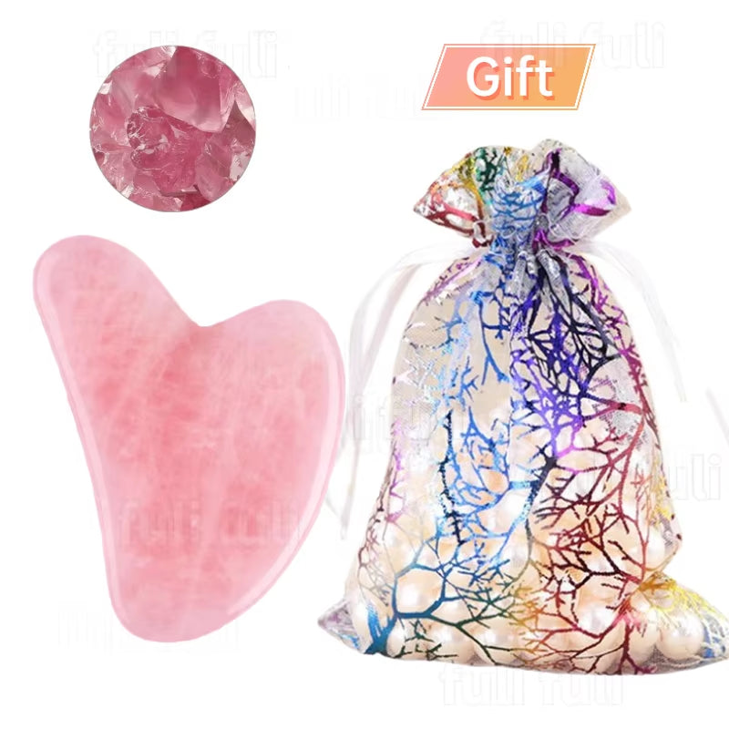 Rose Quartz Powder Crystal Jade Roller Massage Spa Natural Pink Face Massagers Gua Sha Natural Stone Gua Sha Tools Face Gua Sha