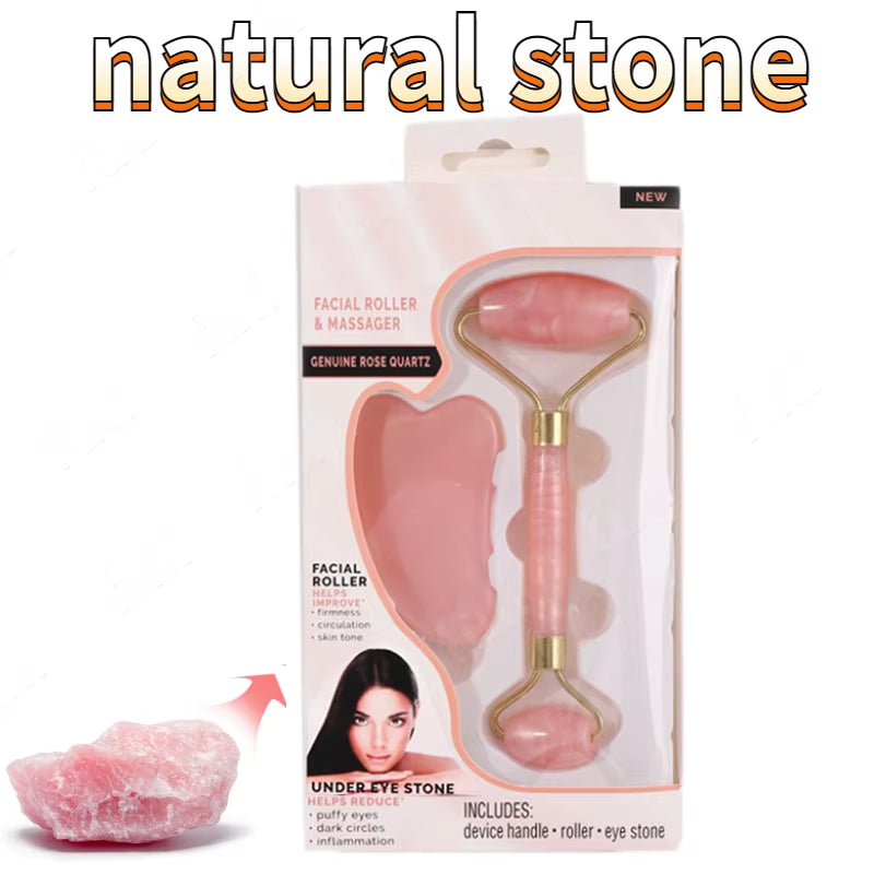 Rose Quartz Powder Crystal Jade Roller Massage Spa Natural Pink Face Massagers Gua Sha Natural Stone Gua Sha Tools Face Gua Sha