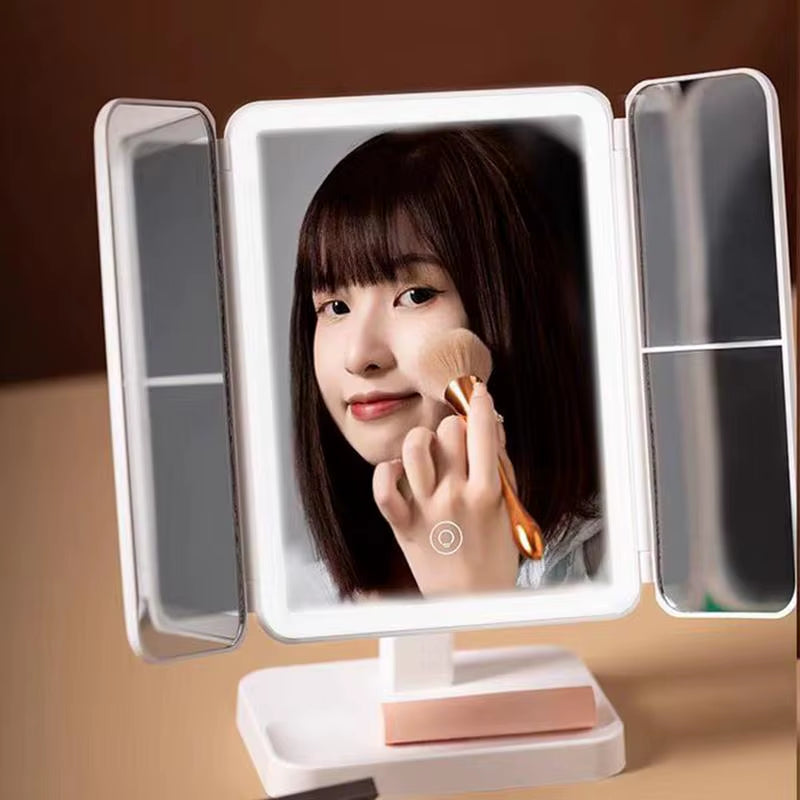 Smart Mirrors Makeup Table Mirrors Makeup Mirrors LED Lights Vanity Mirrors with Magnification Trifold Cosmetic Mirrors 180