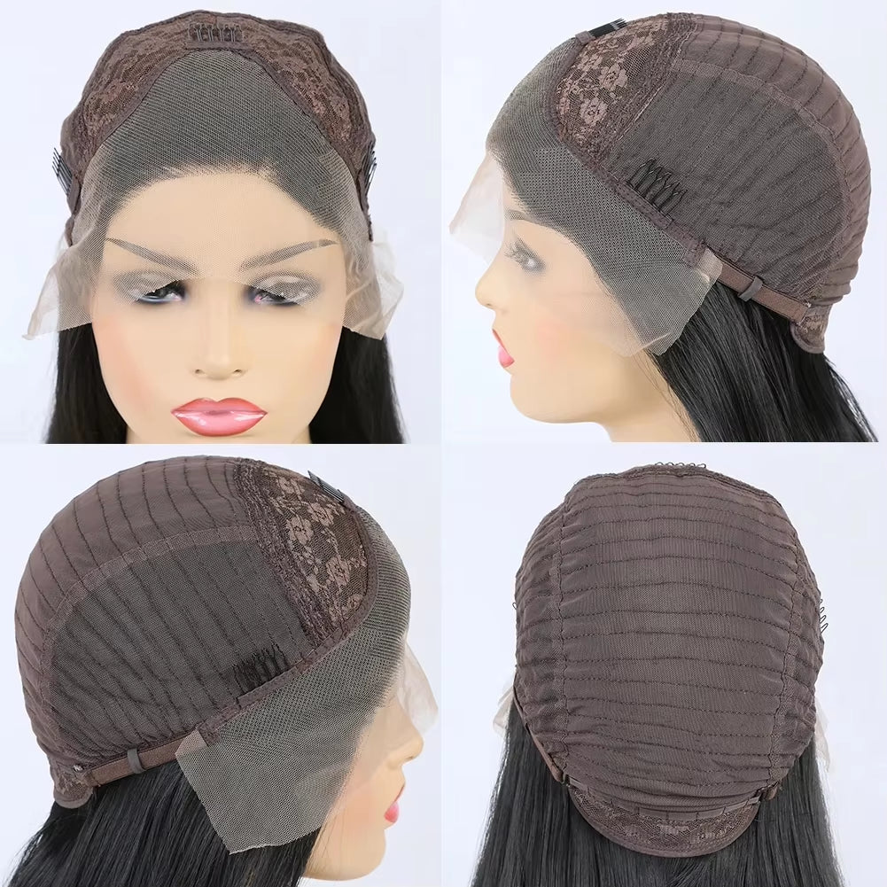 Synthetic Lace Front Wigs for Black Women Natural Hairline Synthetic Hair Lace Wig Long Brown Wig Pre Plucked Baby Hair Cosplay