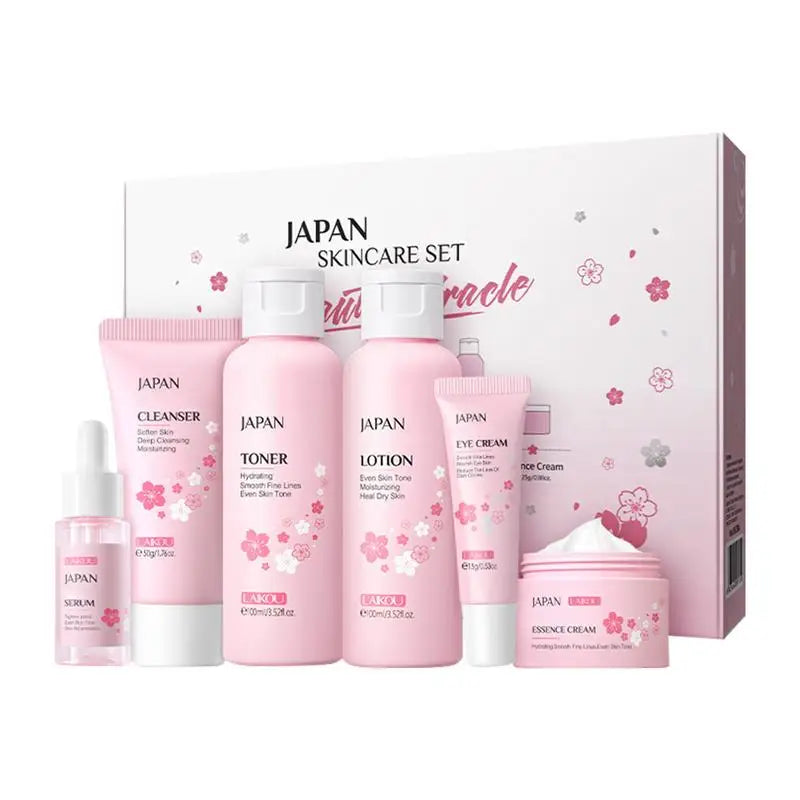 Japan Sakura Skin Care Set Facial Cleanser Face Cream Toner Eye Cream Essence Sakura Skincare Kit Skin Care Products Full Set