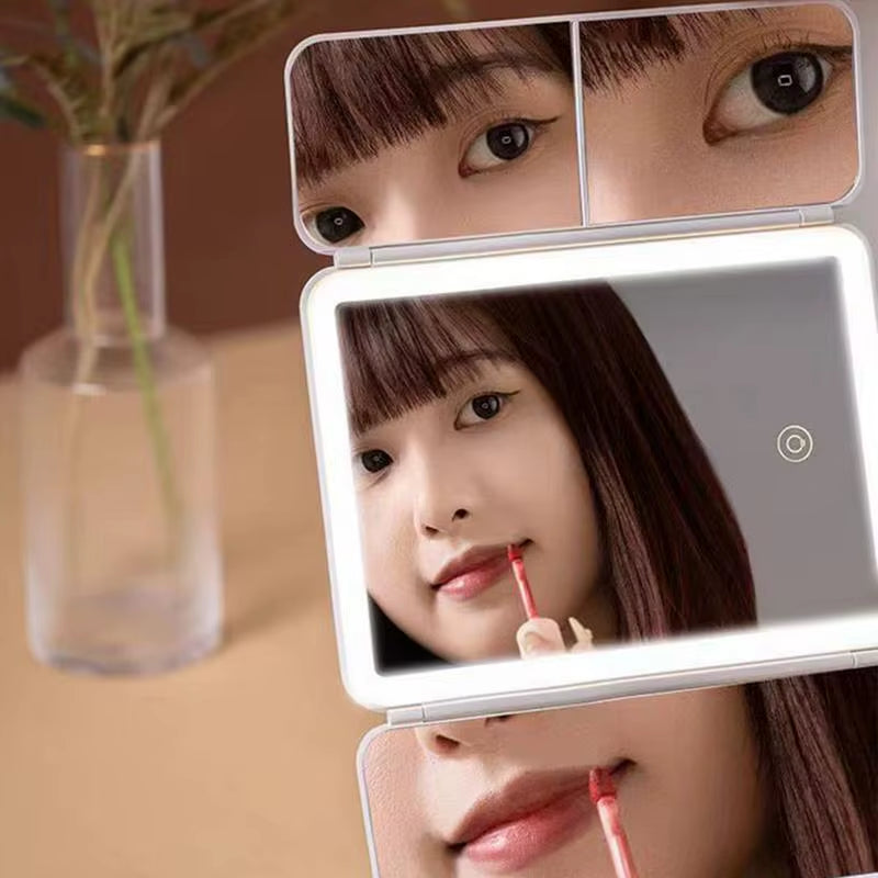 Smart Mirrors Makeup Table Mirrors Makeup Mirrors LED Lights Vanity Mirrors with Magnification Trifold Cosmetic Mirrors 180